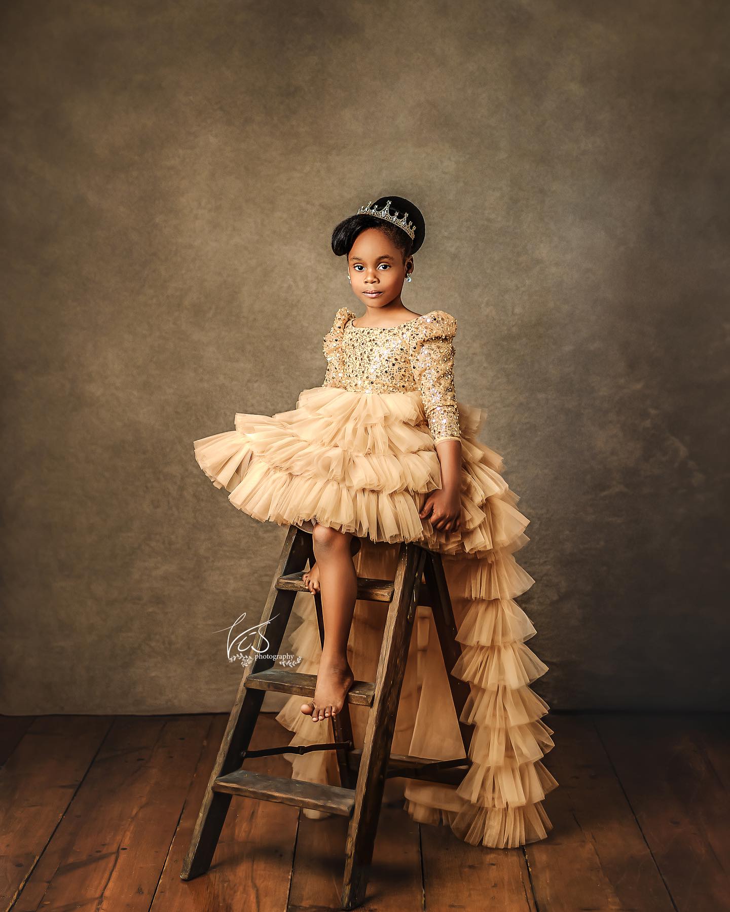Royal Golden Sequence Baby Dress For Birthday