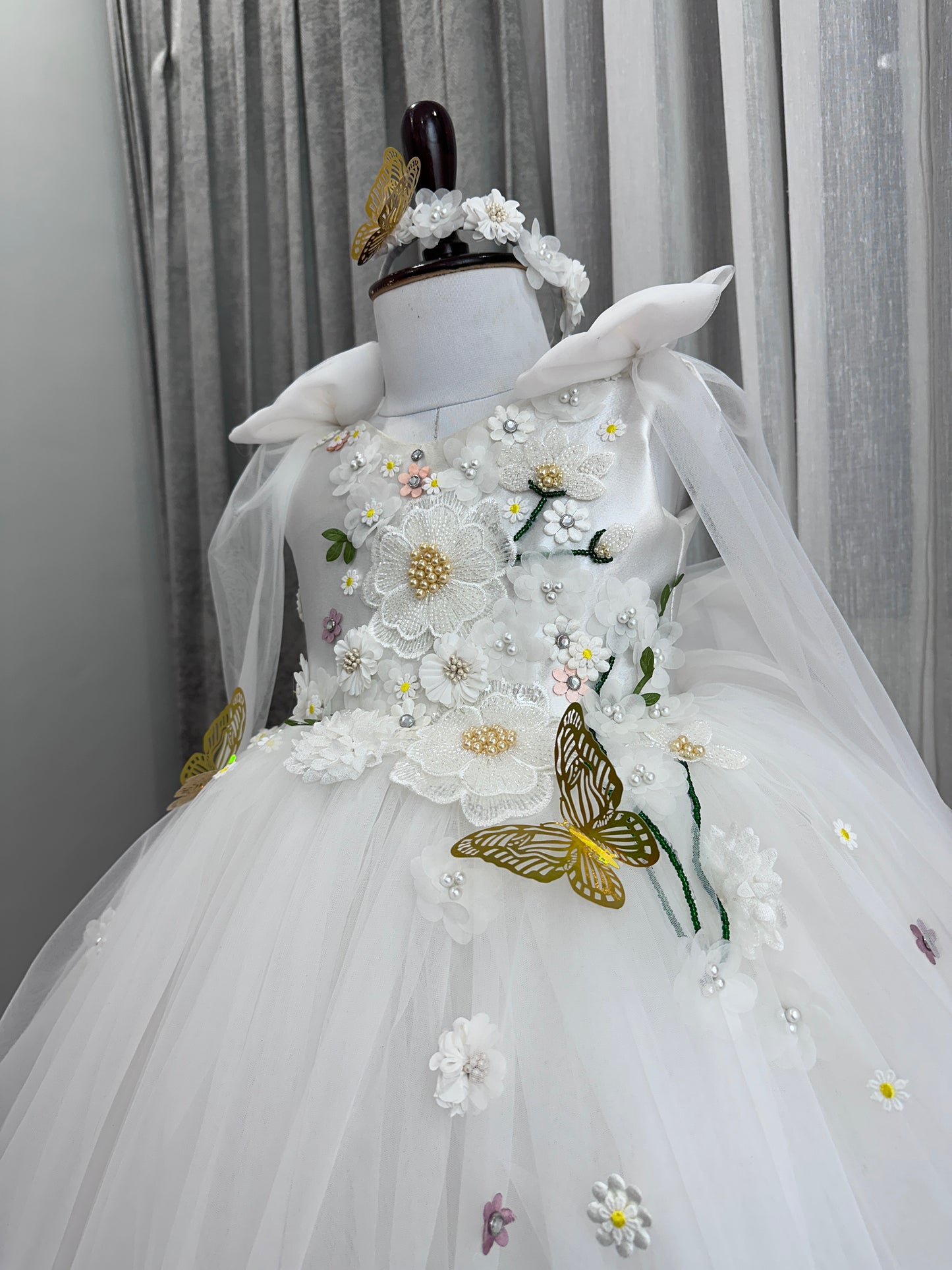 Classy White Sunflower Baby Dress