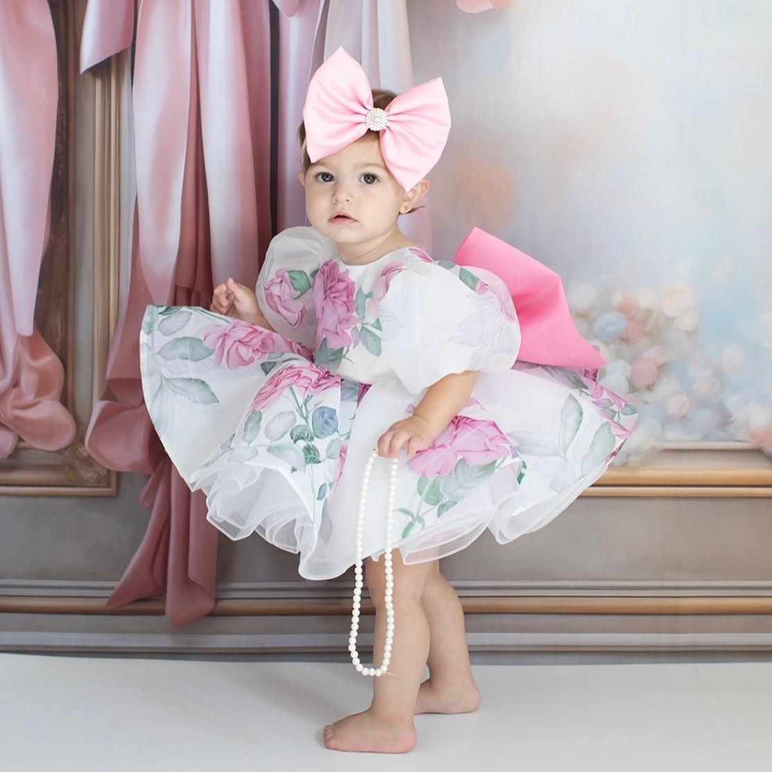 Flower Print Heavy Organza Baby Dress