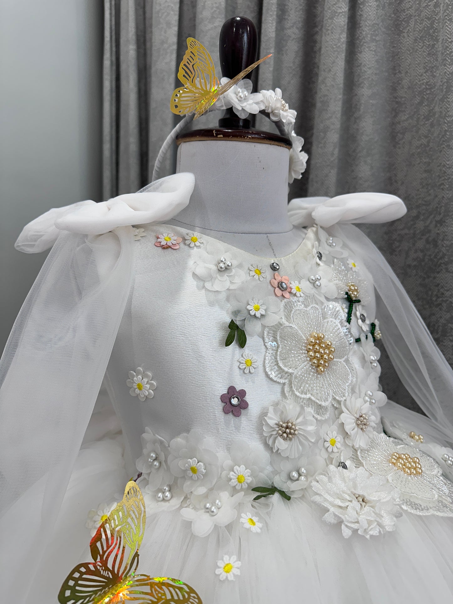 Classy White Sunflower Baby Dress