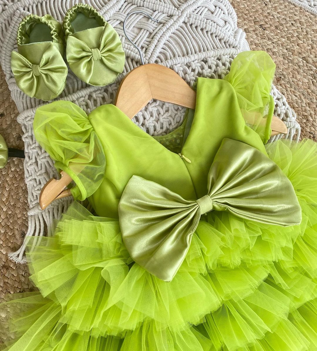 Elegant Parrot Colours Dress With Shoes and Hairband