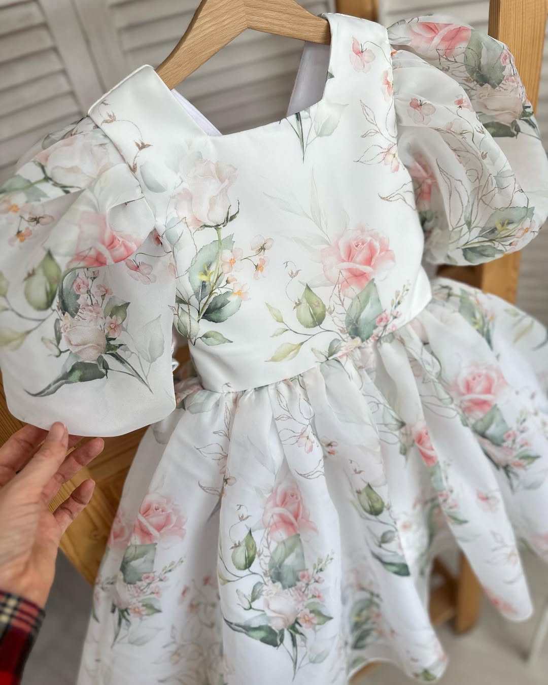 Dress From Matte Oraganza With Rose Print