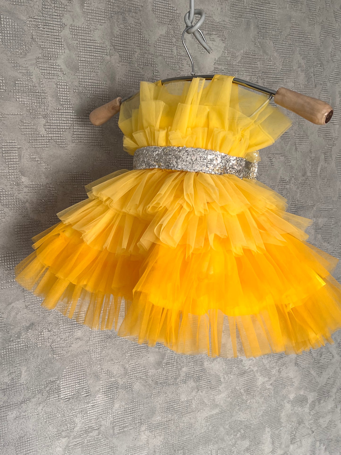 Classy Yellow With Bow Baby Dress