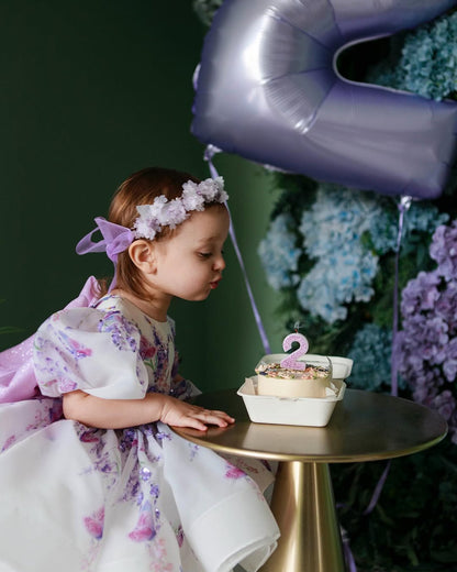 Classy White And Lavender Butterfly Baby Dress