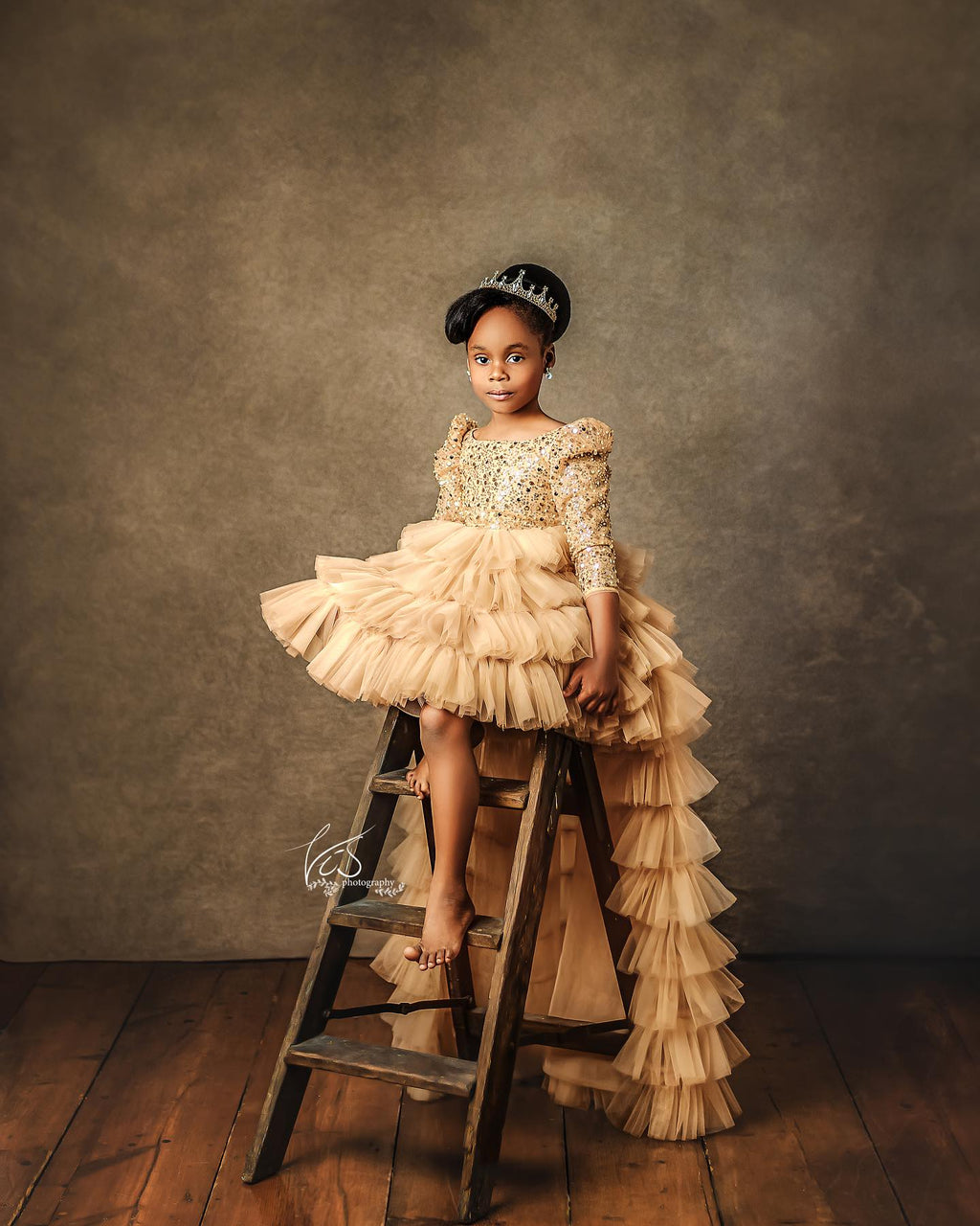 Royal Golden Sequence Baby Dress For Birthday