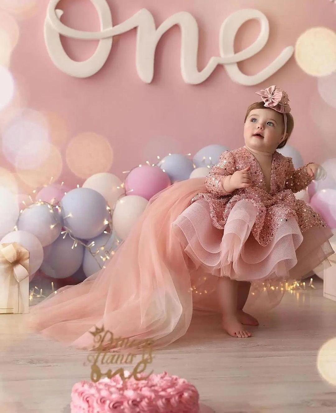 Classsy Peach Sequence Colour Baby Dress