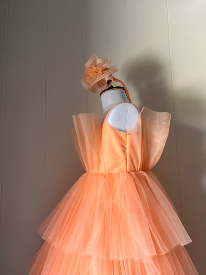 Classy Orange Gown Length Dress