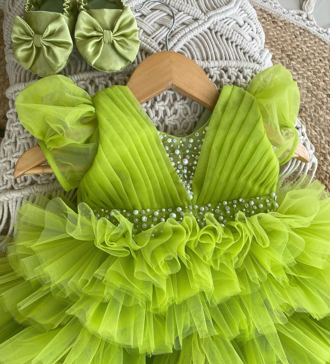 Elegant Parrot Colours Dress With Shoes and Hairband