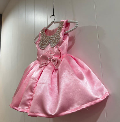Beautiful Satin And Handwork Girl Dress