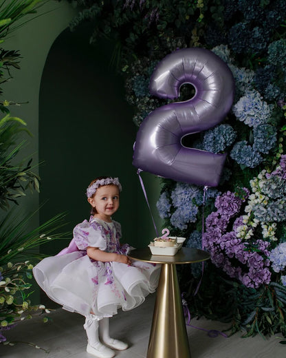 Classy White And Lavender Butterfly Baby Dress