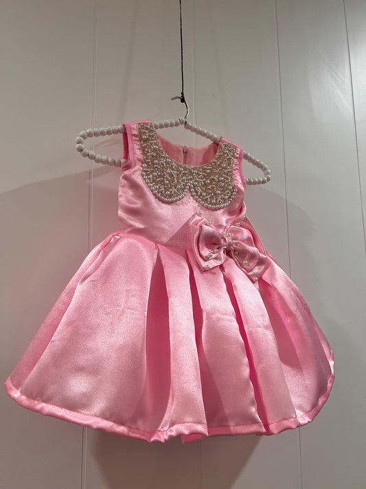 Beautiful Satin And Handwork Girl Dress