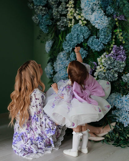 Classy White And Lavender Butterfly Baby Dress