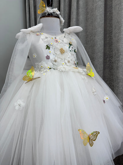 Classy White Sunflower Baby Dress