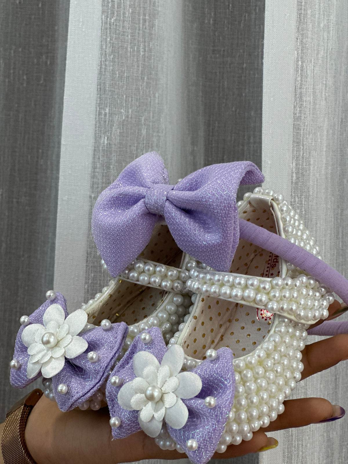 Classy Pearls Shoes Customised