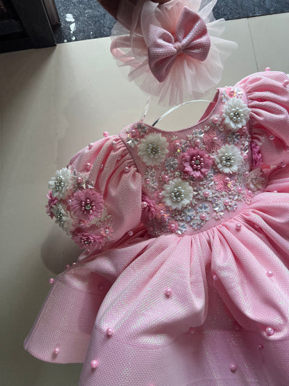 Pink Handwork Baby Girl Dress