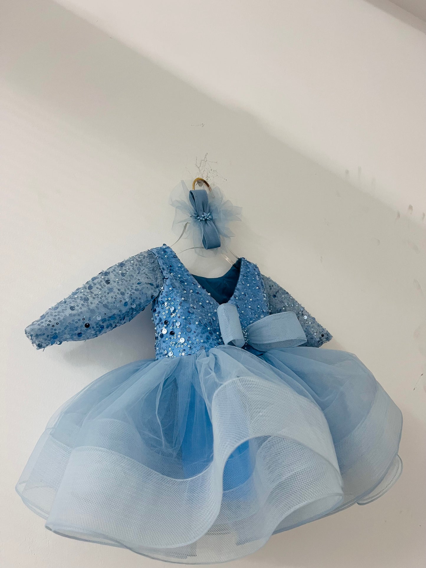 Imported Sequence Sky Blue Girl Dress