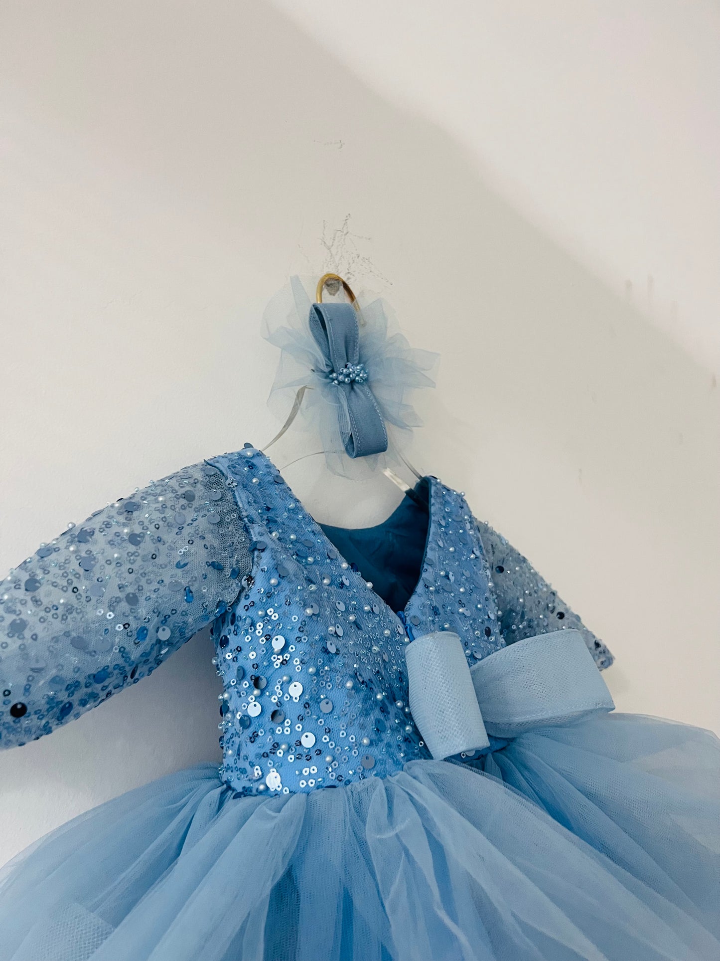 Imported Sequence Sky Blue Girl Dress