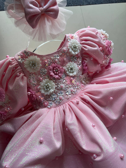 Pink Handwork Baby Girl Dress