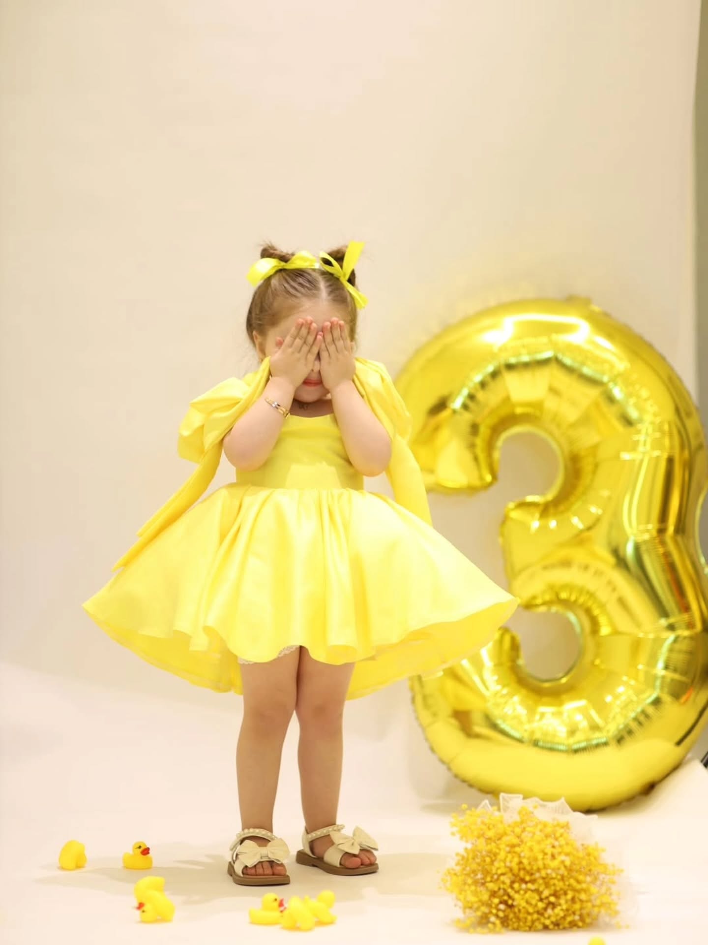 Birthday Wear Lemon Yellow Colour Baby Dress