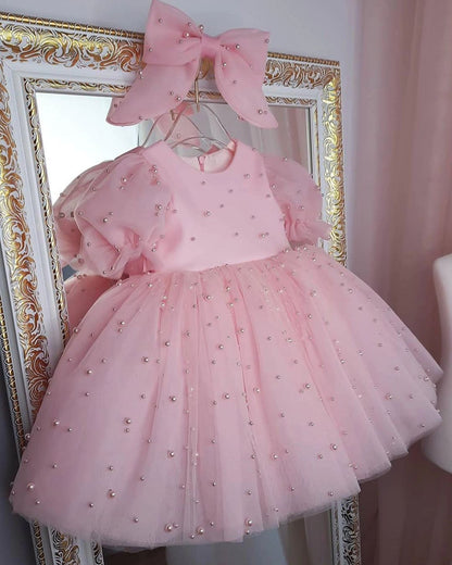 Luxury Pearls Pink Baby Dress