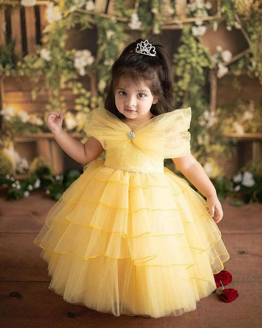 Fluffy Baby Girl Yellow Dress