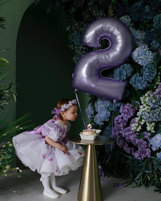 Classy White And Lavender Butterfly Baby Dress