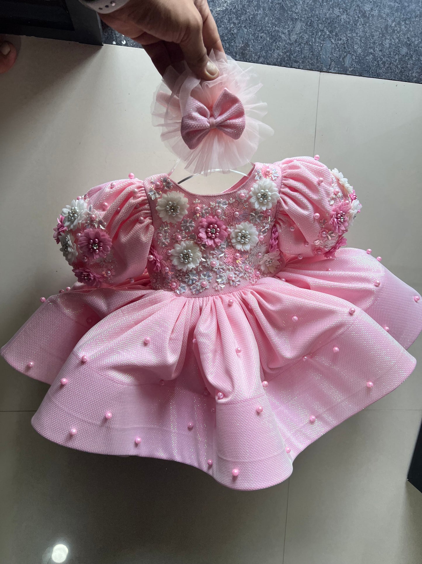 Pink Handwork Baby Girl Dress