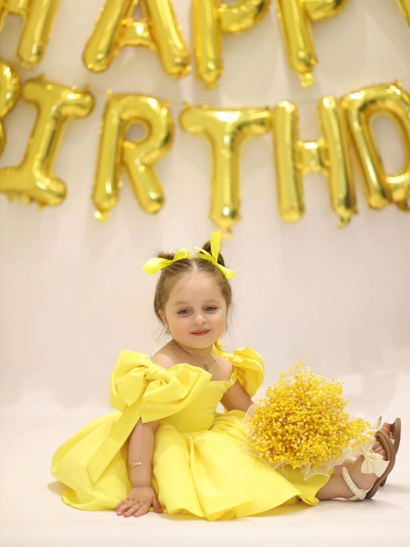 Birthday Wear Lemon Yellow Colour Baby Dress