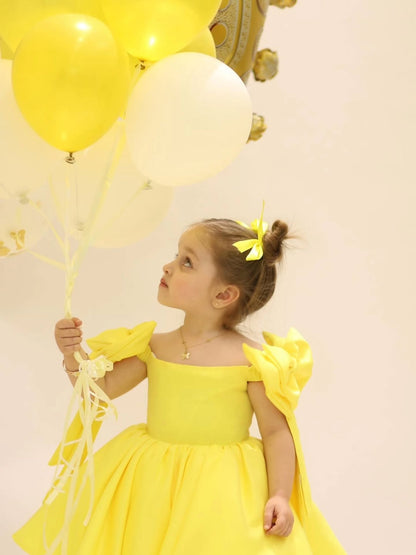 Birthday Wear Lemon Yellow Colour Baby Dress