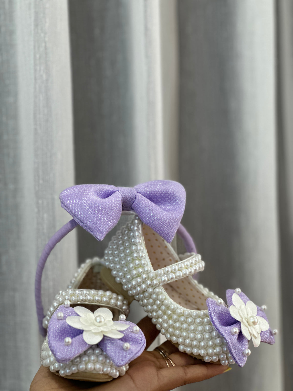 Classy Pearls Shoes Customised