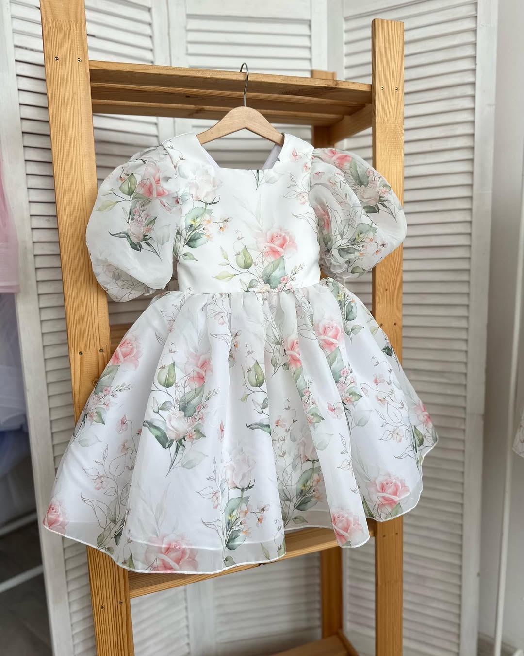 Dress From Matte Oraganza With Rose Print