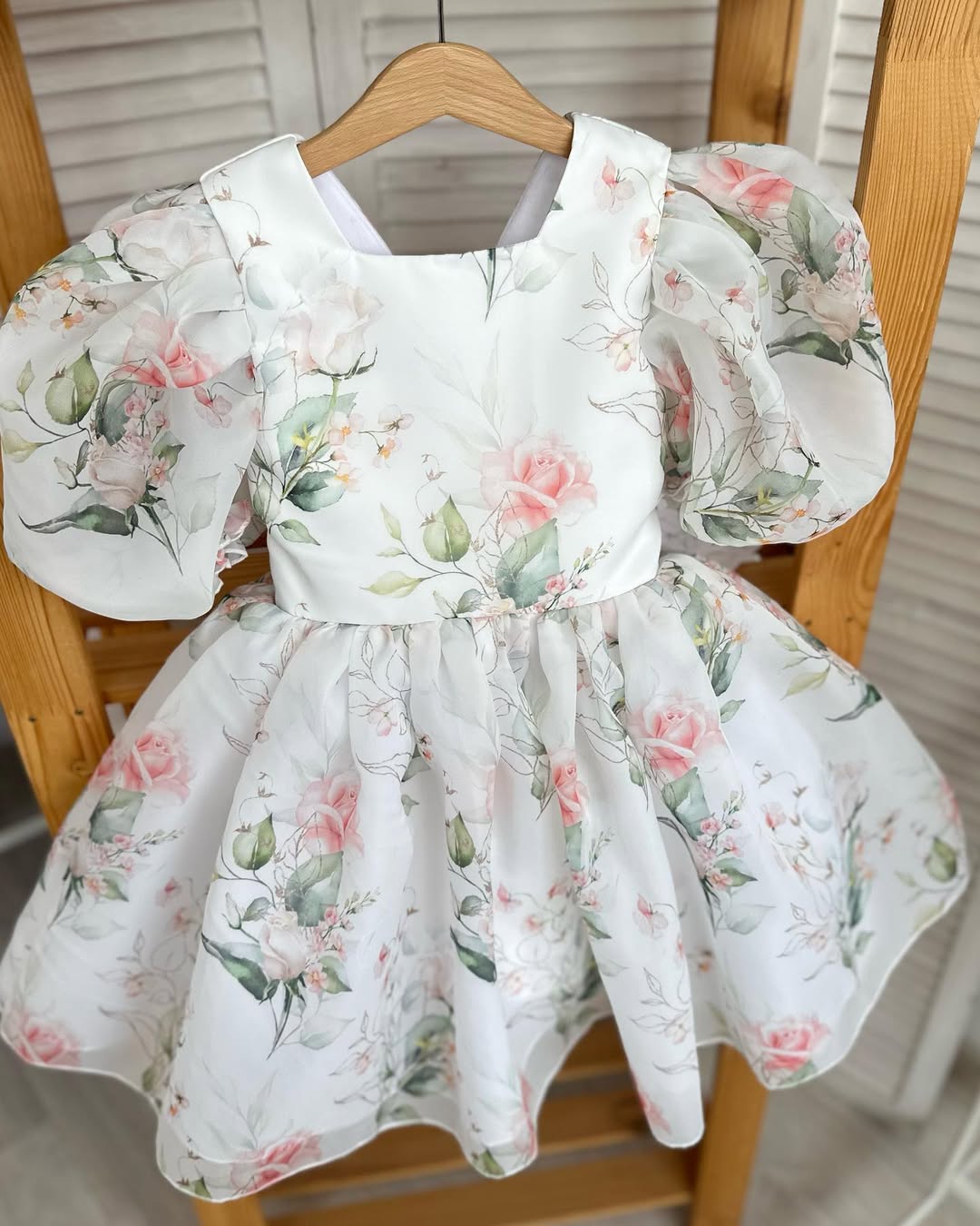 Dress From Matte Oraganza With Rose Print