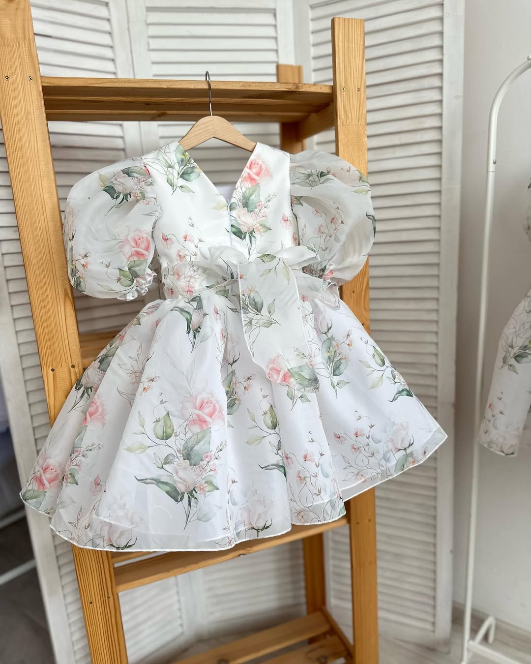 Dress From Matte Oraganza With Rose Print