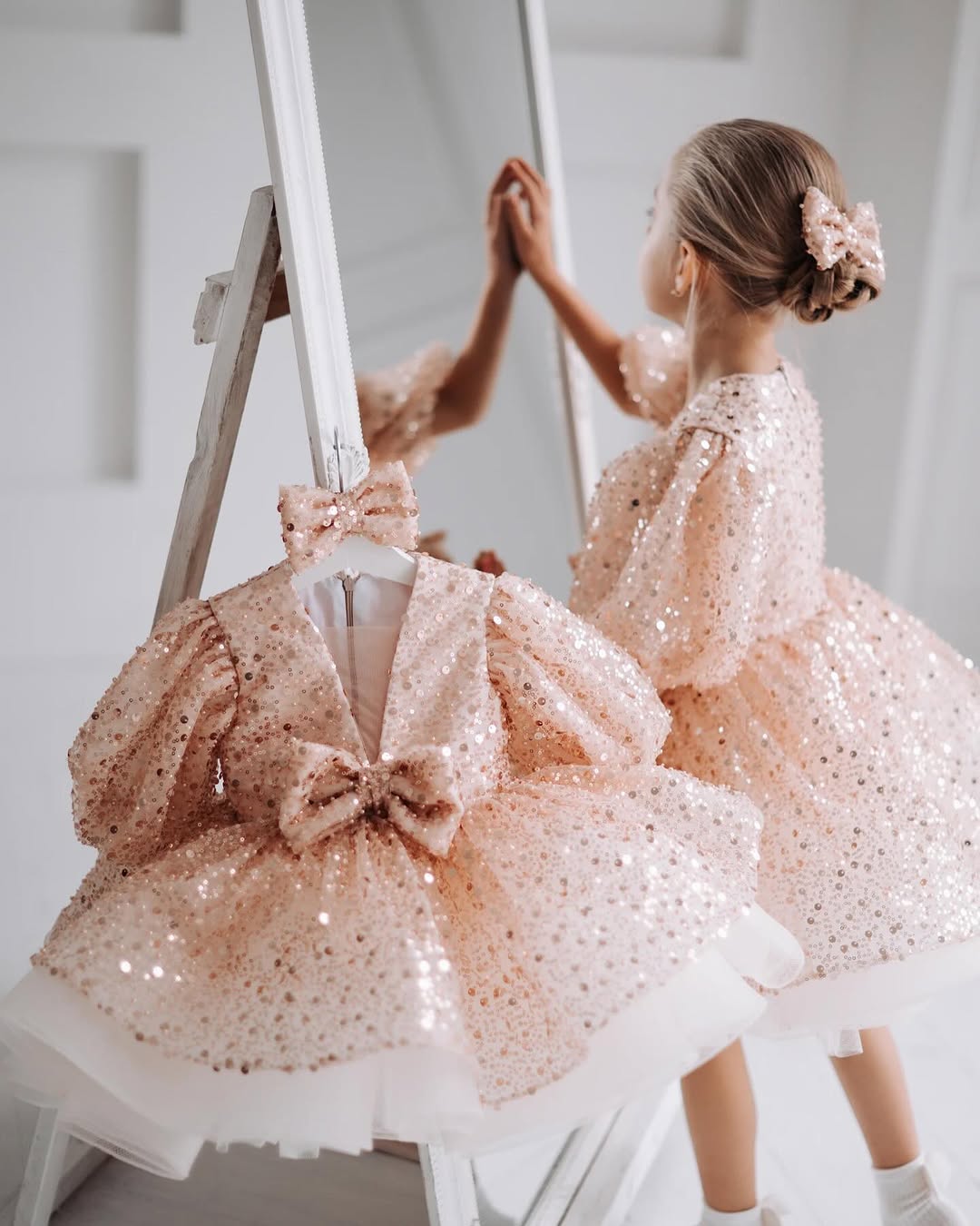 Classy Rose Gold Sequins Baby Dress