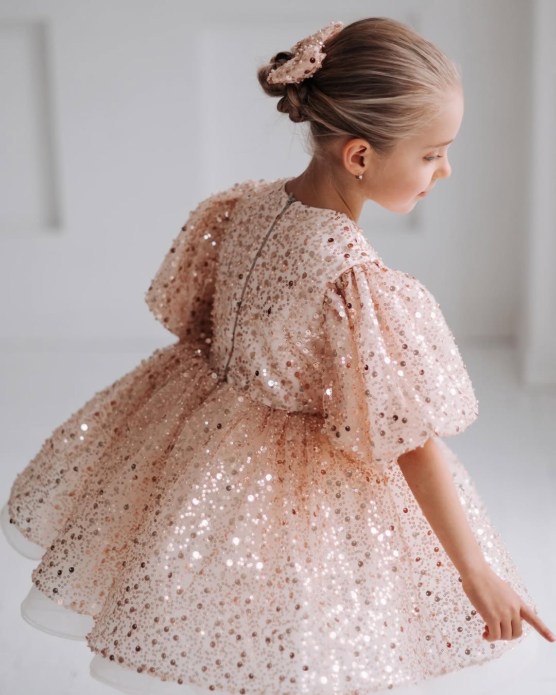 Classy Rose Gold Sequins Baby Dress