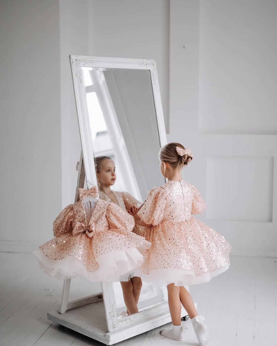 Classy Rose Gold Sequins Baby Dress