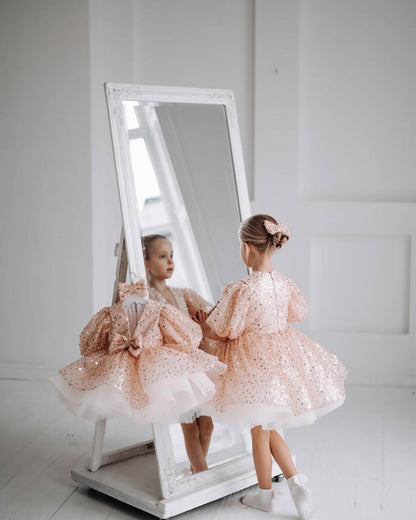 Classy Rose Gold Sequins Baby Dress