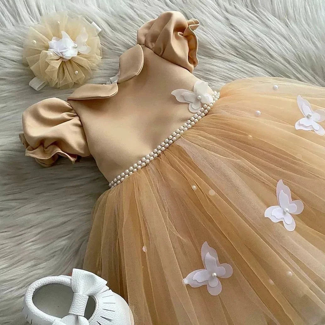 Royal Golden Butterfly Baby Dress