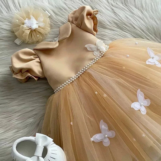 Royal Golden Butterfly Baby Dress