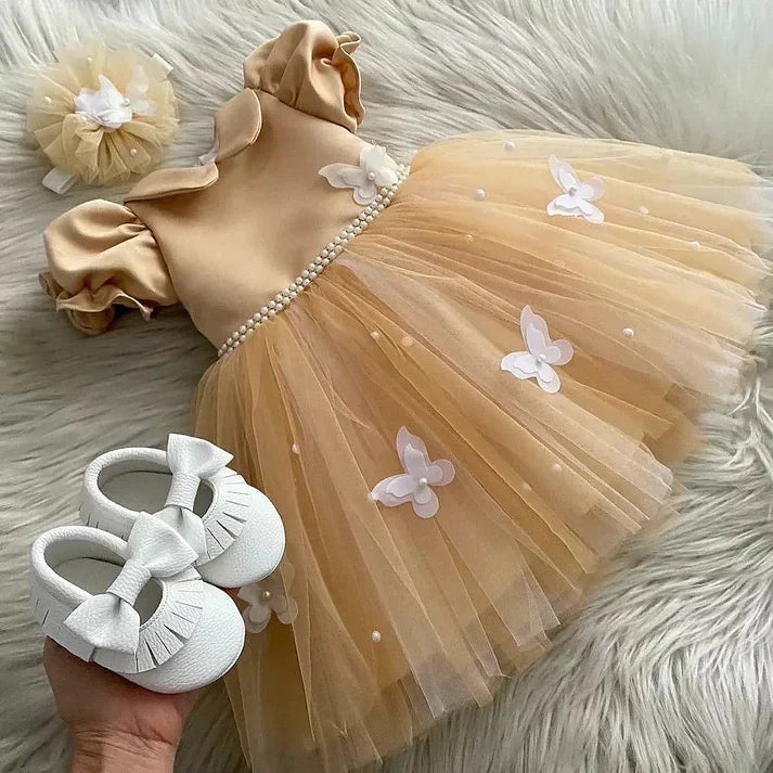 Royal Golden Butterfly Baby Dress