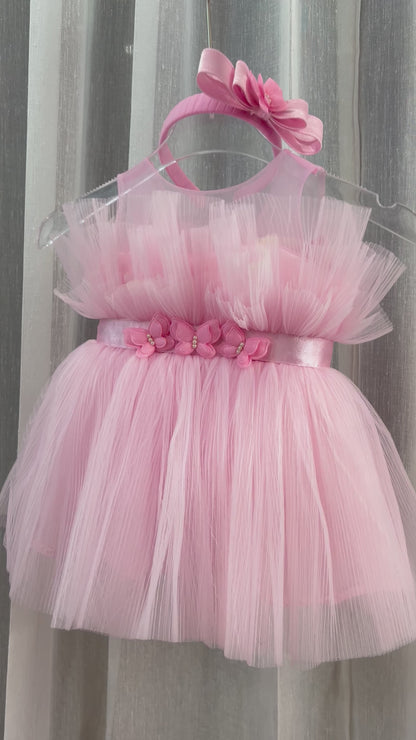 Classy Crush pink With Butterfly Baby Dress