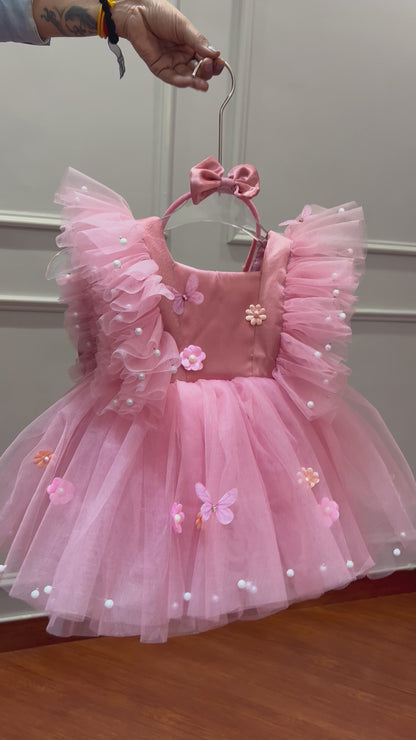 Pink Classy Butterfly Girl Dress